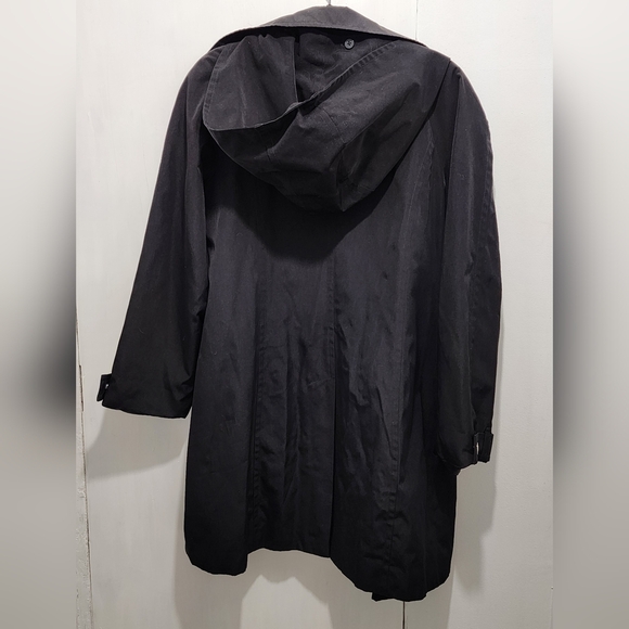 London Fog Black Rain Resist Coat‎ Hooded Women's Size Large - Picture 9 of 10